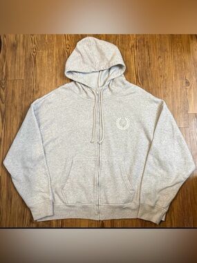 PINK Victoria's Secret Light Gray Full-Zip Hoodie XL